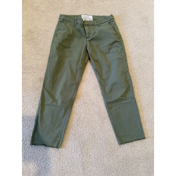 Frank & Eileen Wicklow The Italian Chino in Sage Green Raw Hem size 6 - Picture 3 of 6
